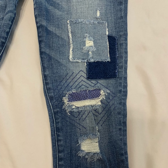 Abercrombie and Fitch, Blue Patched Skinny Jeans, W28 - Picture 2 of 2